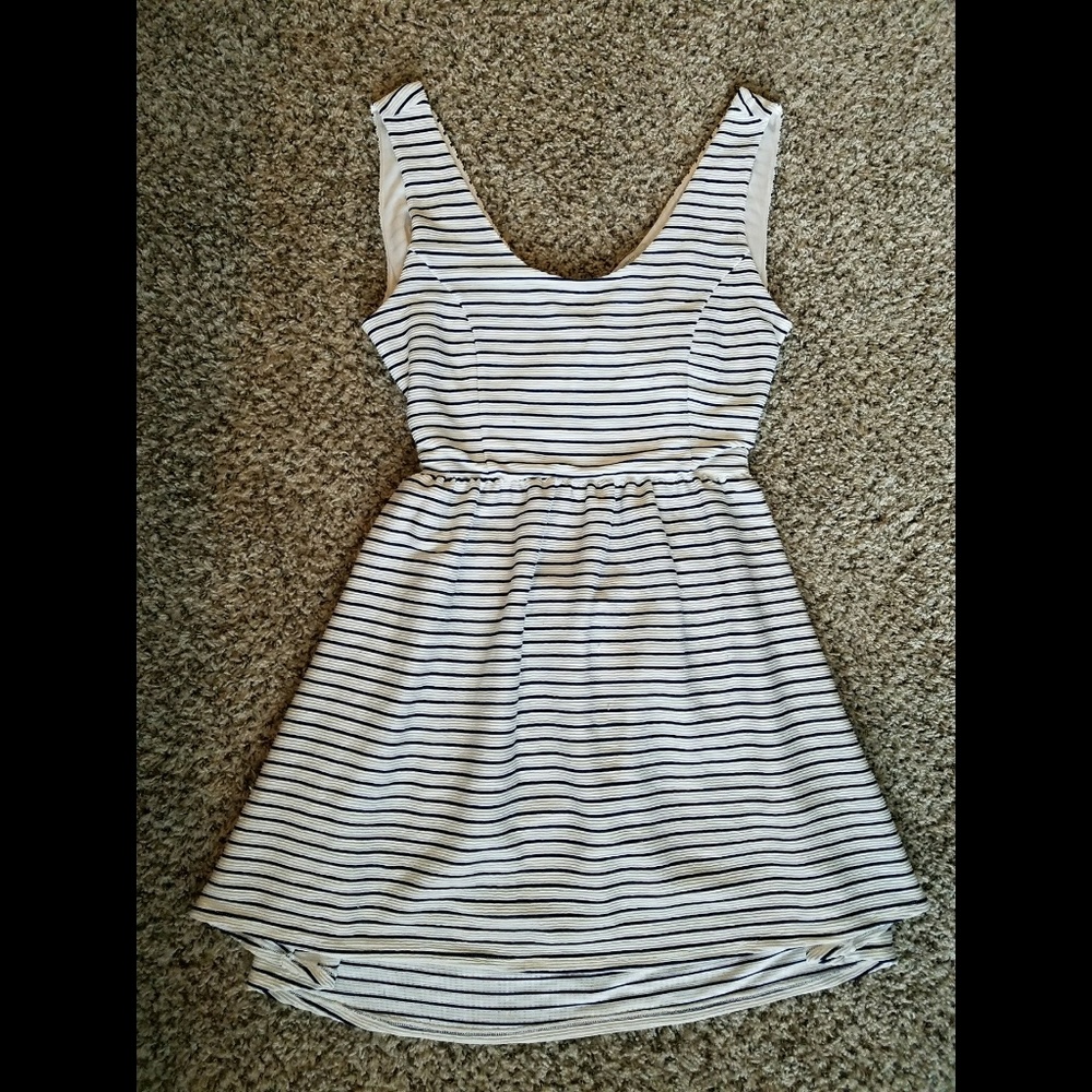 Lauren Conrad Navy & White Pinstripe Dress